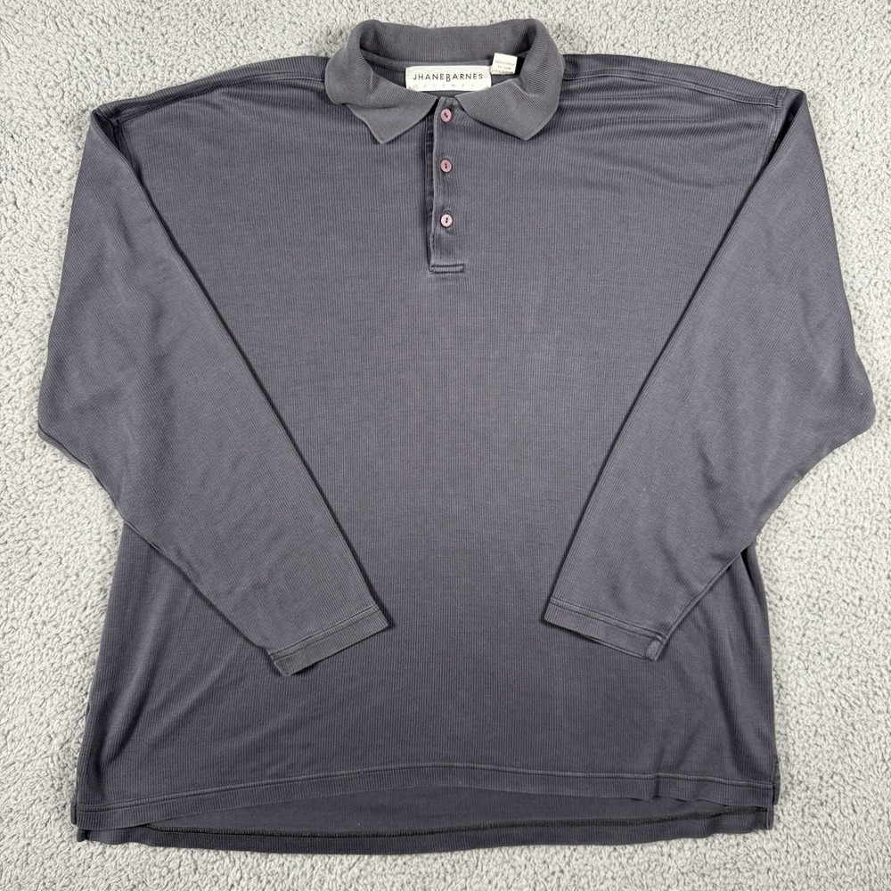 Jhane Barnes Sweater Mens Size XL‎ Gray Pullover Silk Blend Henley